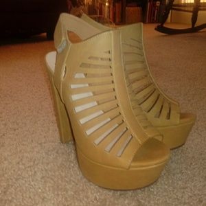 Tan Suede Platform Heels